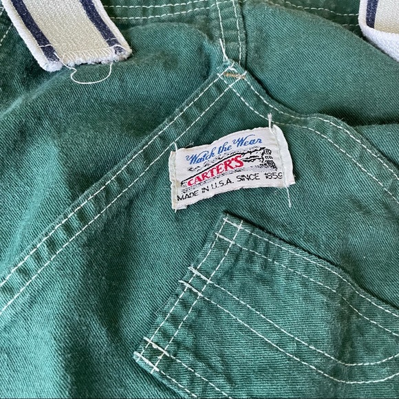 VINTAGE CARTERS GREEN OVERALLS MADE IN USA 100% COTTON RARE! HTF SIZE 34 - Picture 4 of 8